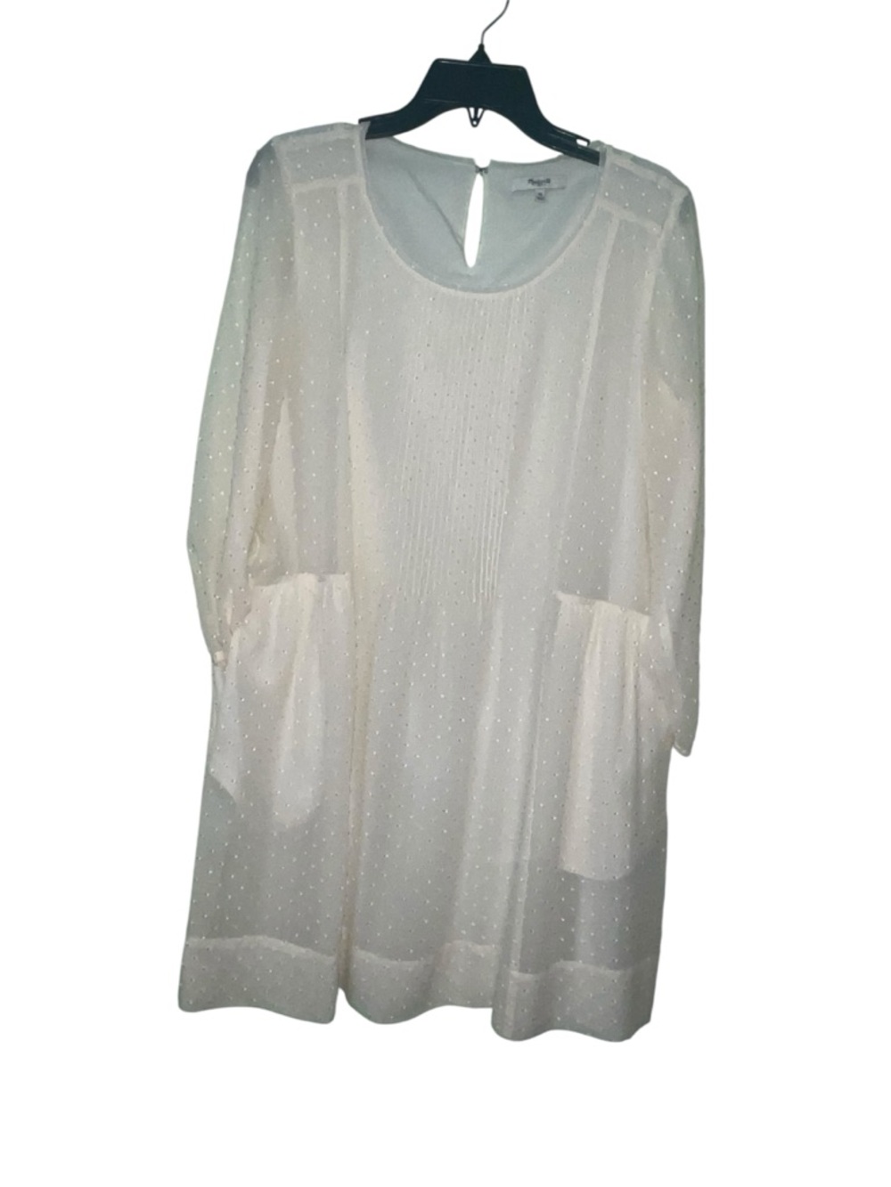 Madewell Ivory Etude Silk Swiss Dot mini shift dress. Size medium GUC - Picture 7 of 9